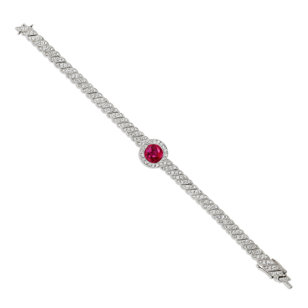 Macklowe Gallery Edwardian Burma No-Heat Ruby Bracelet