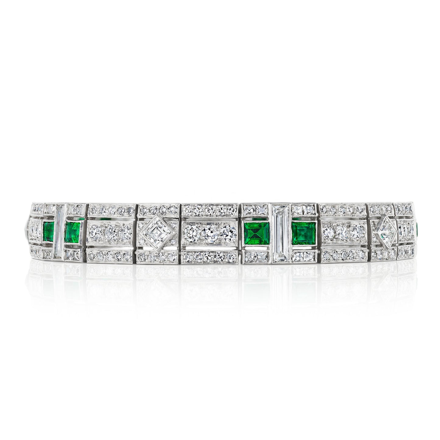 Macklowe Gallery Tiffany & Co. Art Deco Emerald and Diamond Bracelet