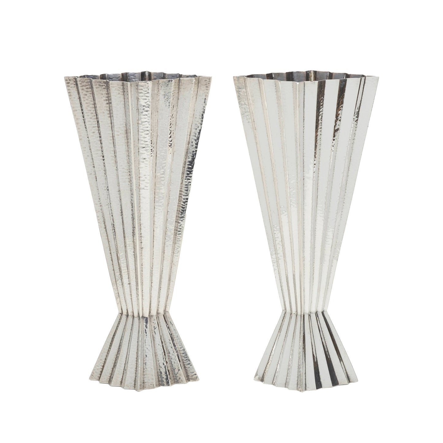 Macklowe Gallery Josef Hoffmann Pair of Hammered Silver Vases
