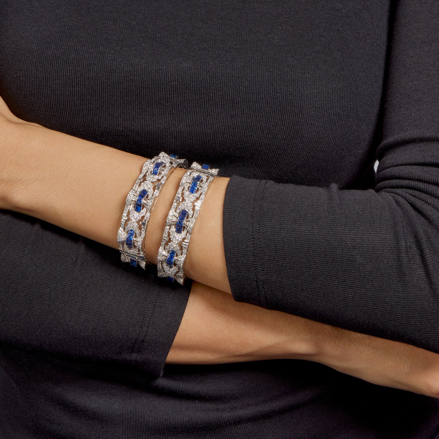 Macklowe Gallery Henri Bloch Pair of Art Deco Bracelets