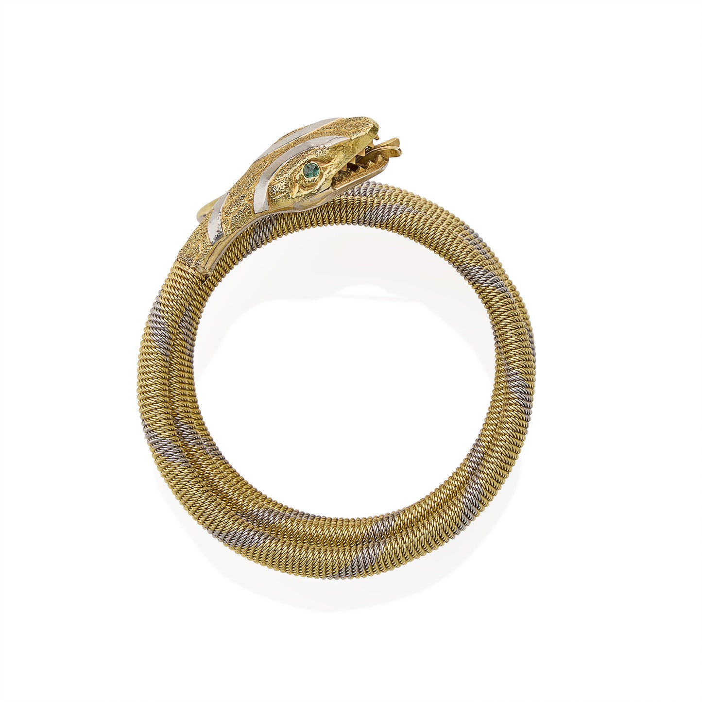 Macklowe Gallery Antique 18K Gold and Platinum Snake Bracelet