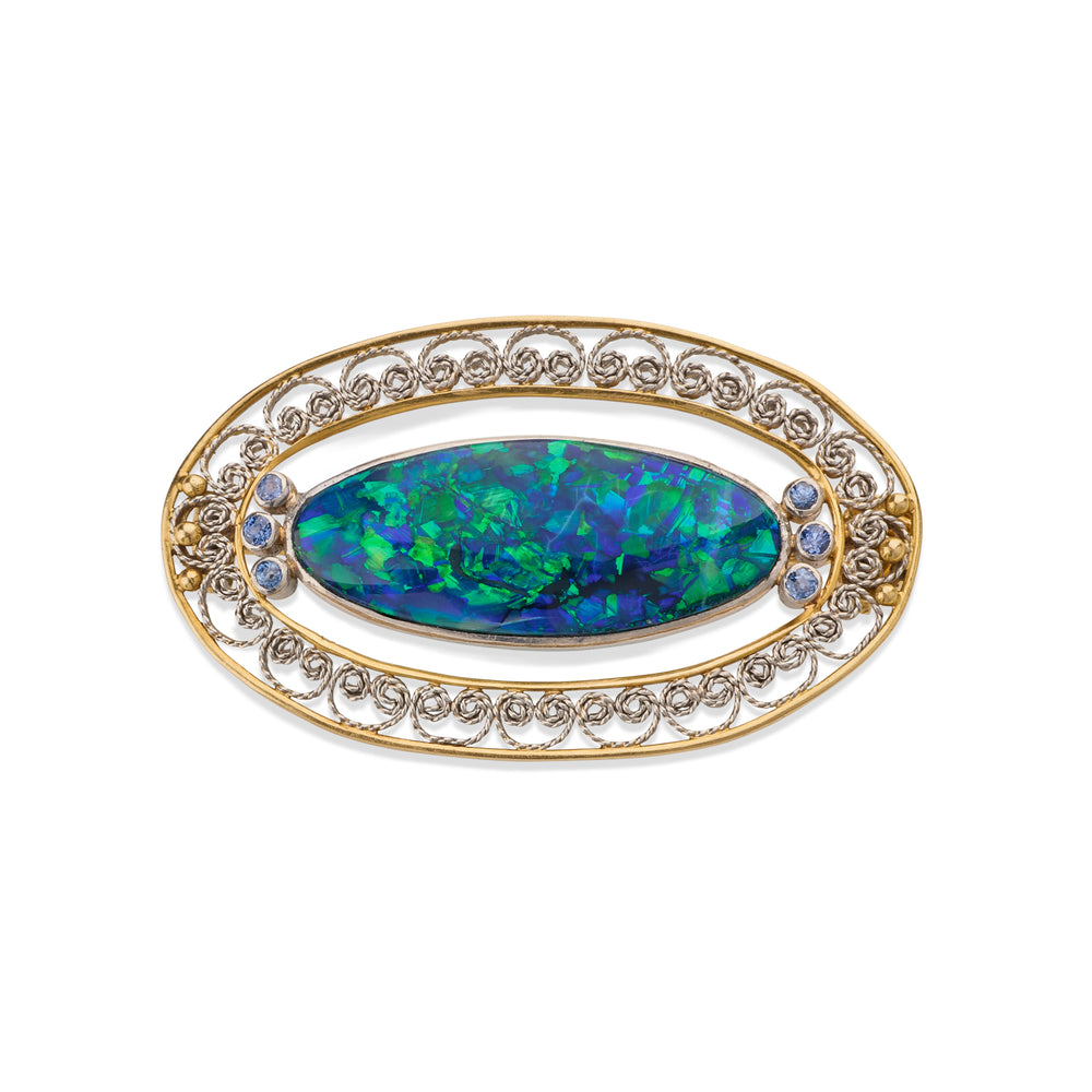 Macklowe Gallery Louis Comfort Tiffany for Tiffany & Co. Black Opal Brooch