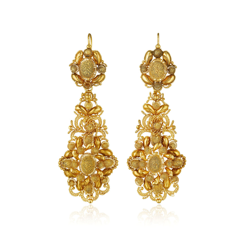 Macklowe Gallery Antique 18K Gold Cannetille Earrings