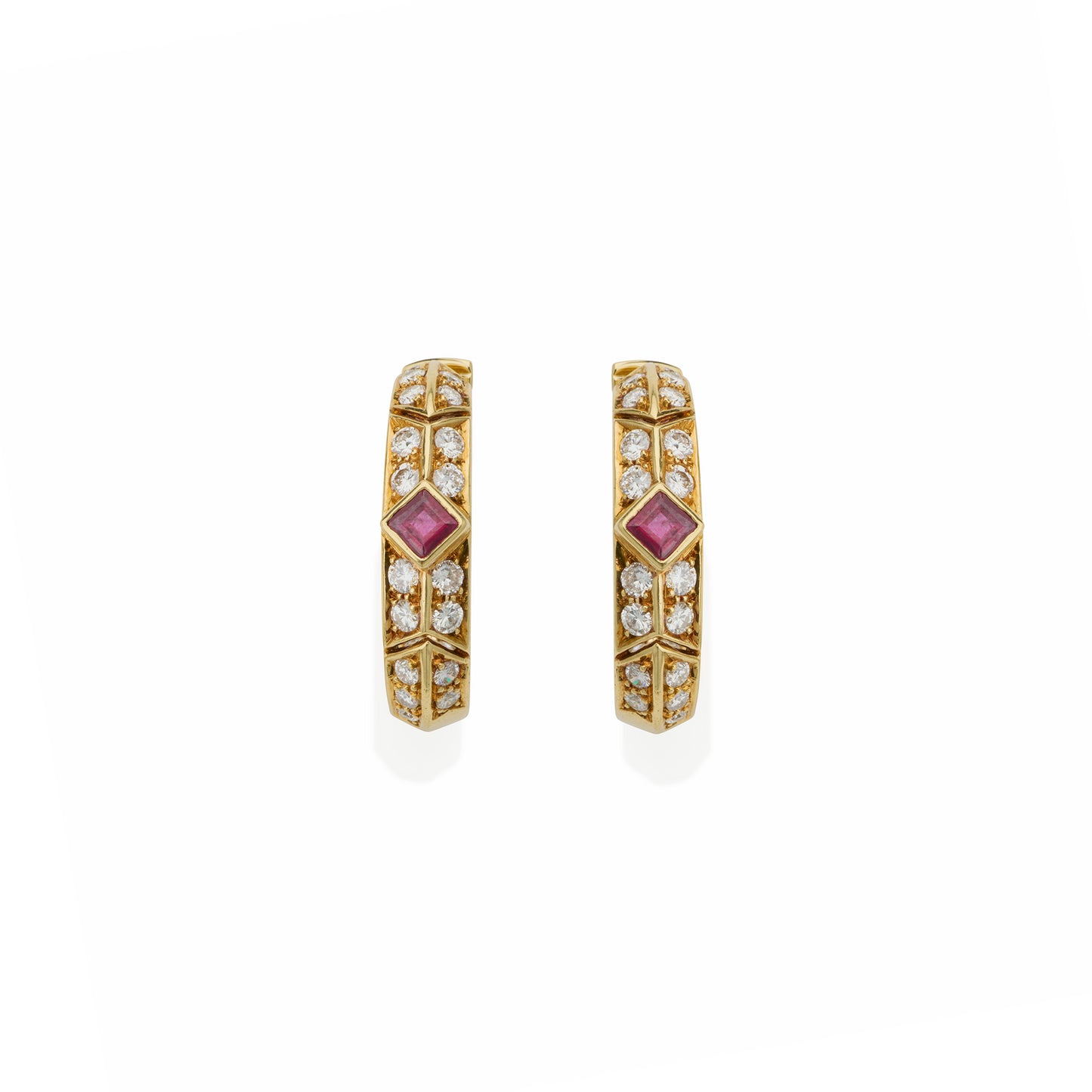 Macklowe Gallery Van Cleef & Arpels Ruby and Diamond Hoop Earrings