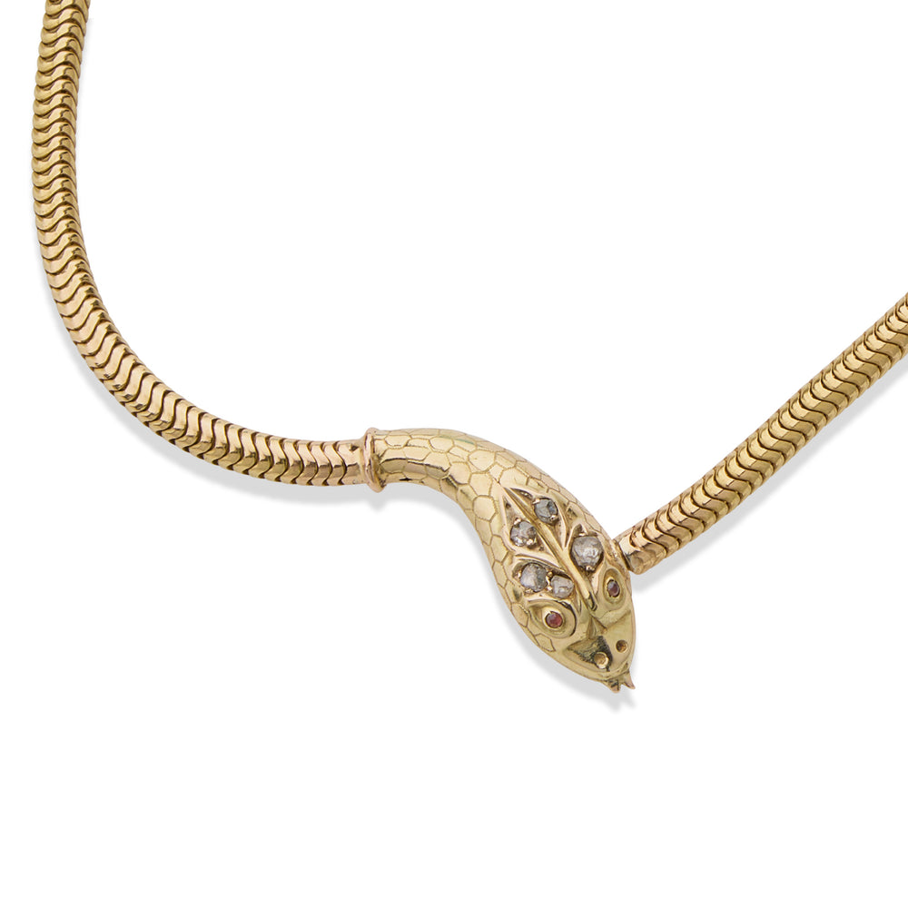 Macklowe Gallery Antique 18K Gold Snake Necklace