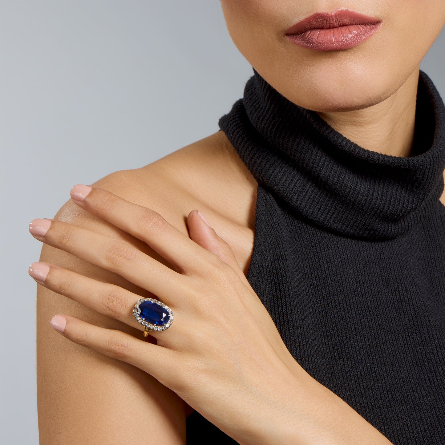 Macklowe Gallery Antique AGL Burma No Heat Sapphire and Diamond Ring