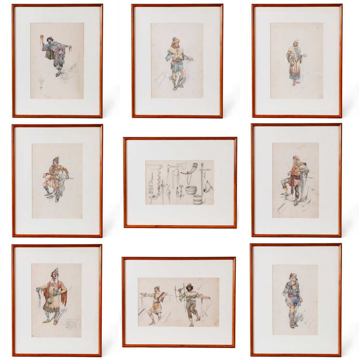 Macklowe Gallery Alphonse Mucha Set of Nine "La Princess Lontaine" Watercolors