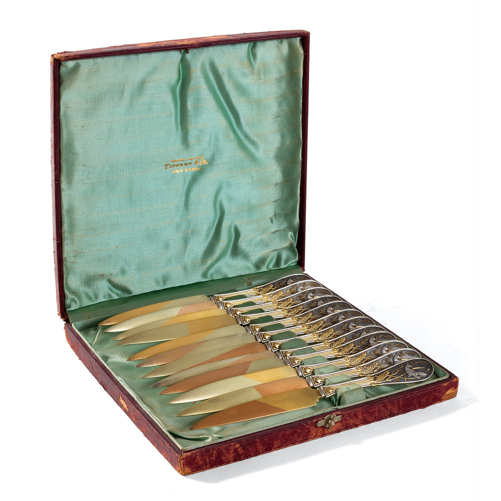 Macklowe Gallery Tiffany & Co. Silver Set of Twelve "Japanese" Pattern Knives
