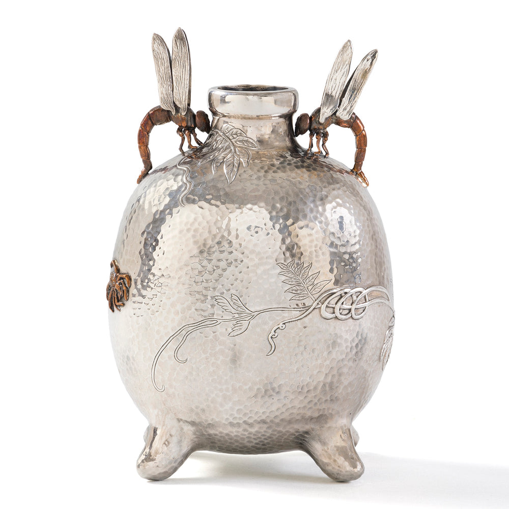 Macklowe Gallery Tiffany & Co. and Edward Chandler Moore "Dragonfly" Silver Vase