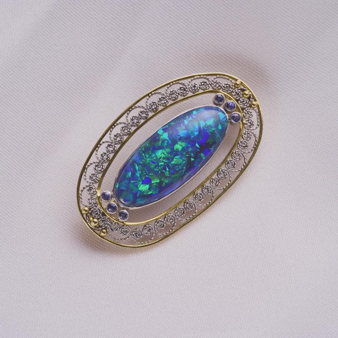 Louis Comfort Tiffany for Tiffany & Co. Black Opal Brooch