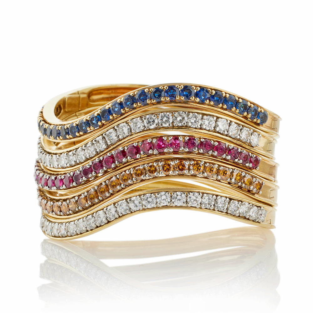 
                      
                        Macklowe Gallery Five Diamond and Gem-set Oscar Heyman Bangle Bracelets
                      
                    