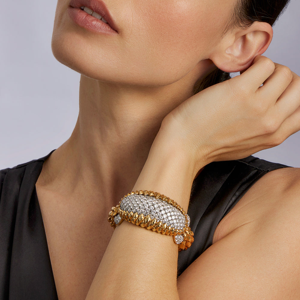 
                      
                        Macklowe Gallery David Webb New York Unique “Crosshatch” Diamond Bracelet
                      
                    