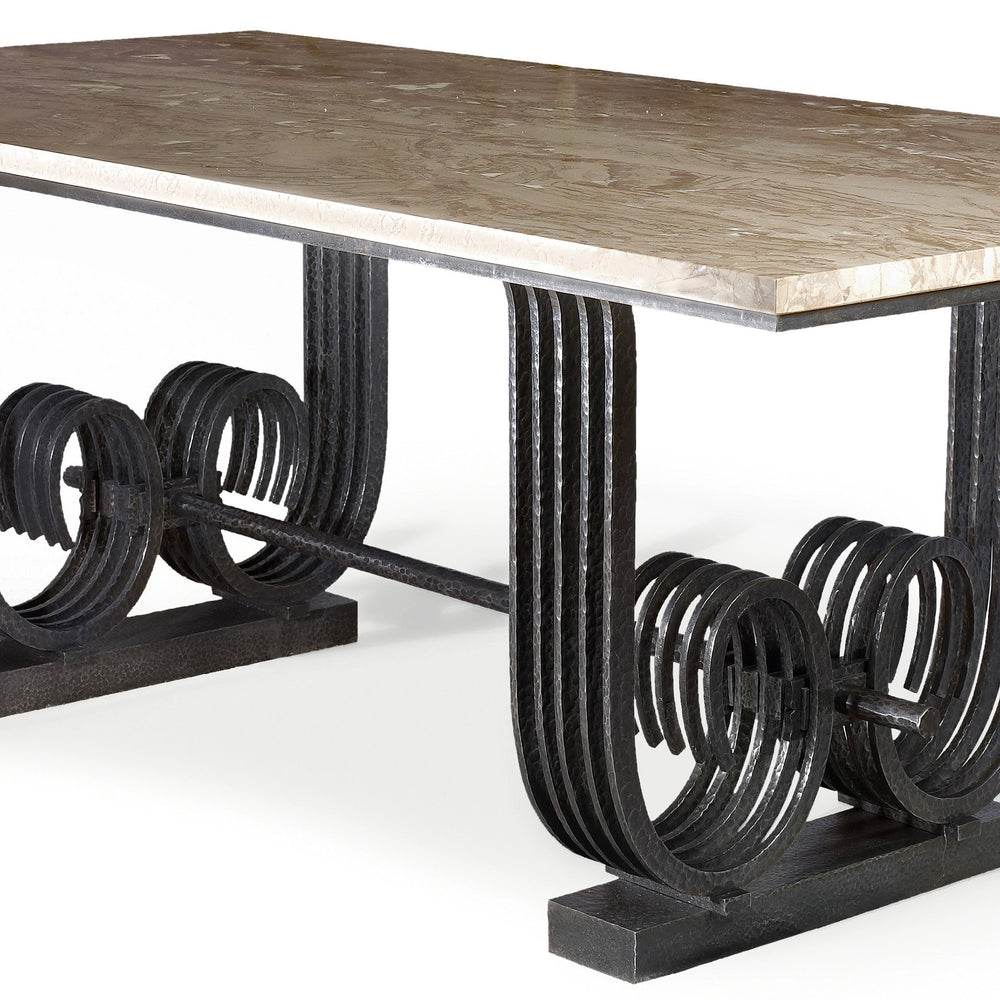 
                      
                        Macklowe Gallery Raymond Subes Wrought Iron and Marble Table
                      
                    