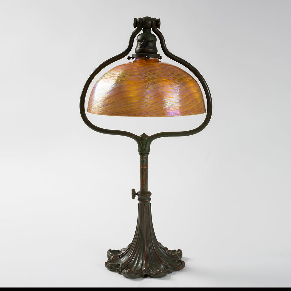 
                      
                        Macklowe Gallery Tiffany Studios New York "Damascene Harp" Desk Lamp
                      
                    