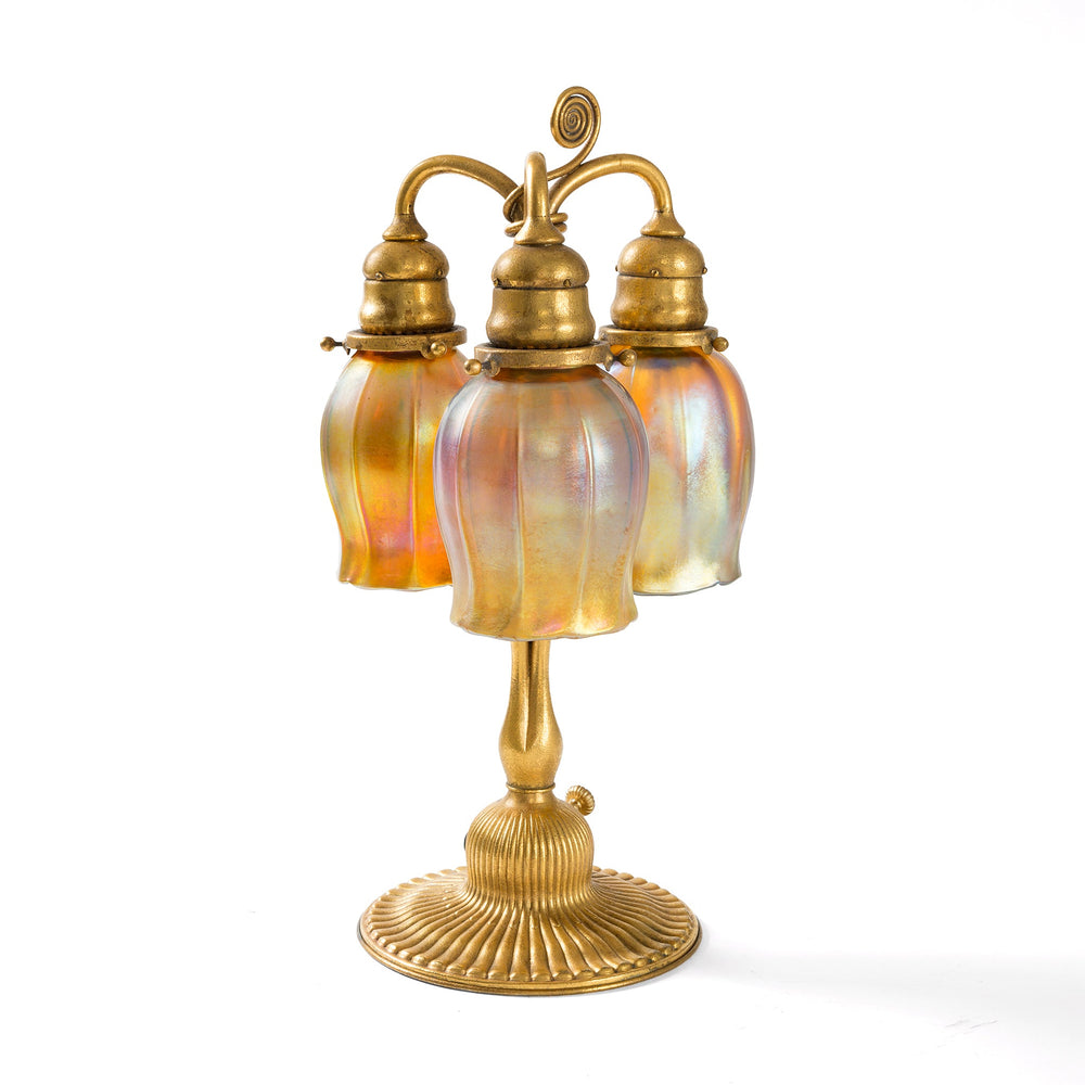 
                      
                        Macklowe Gallery Tiffany Studios New York "Newell Post" Favrile Glass Desk Lamp
                      
                    
