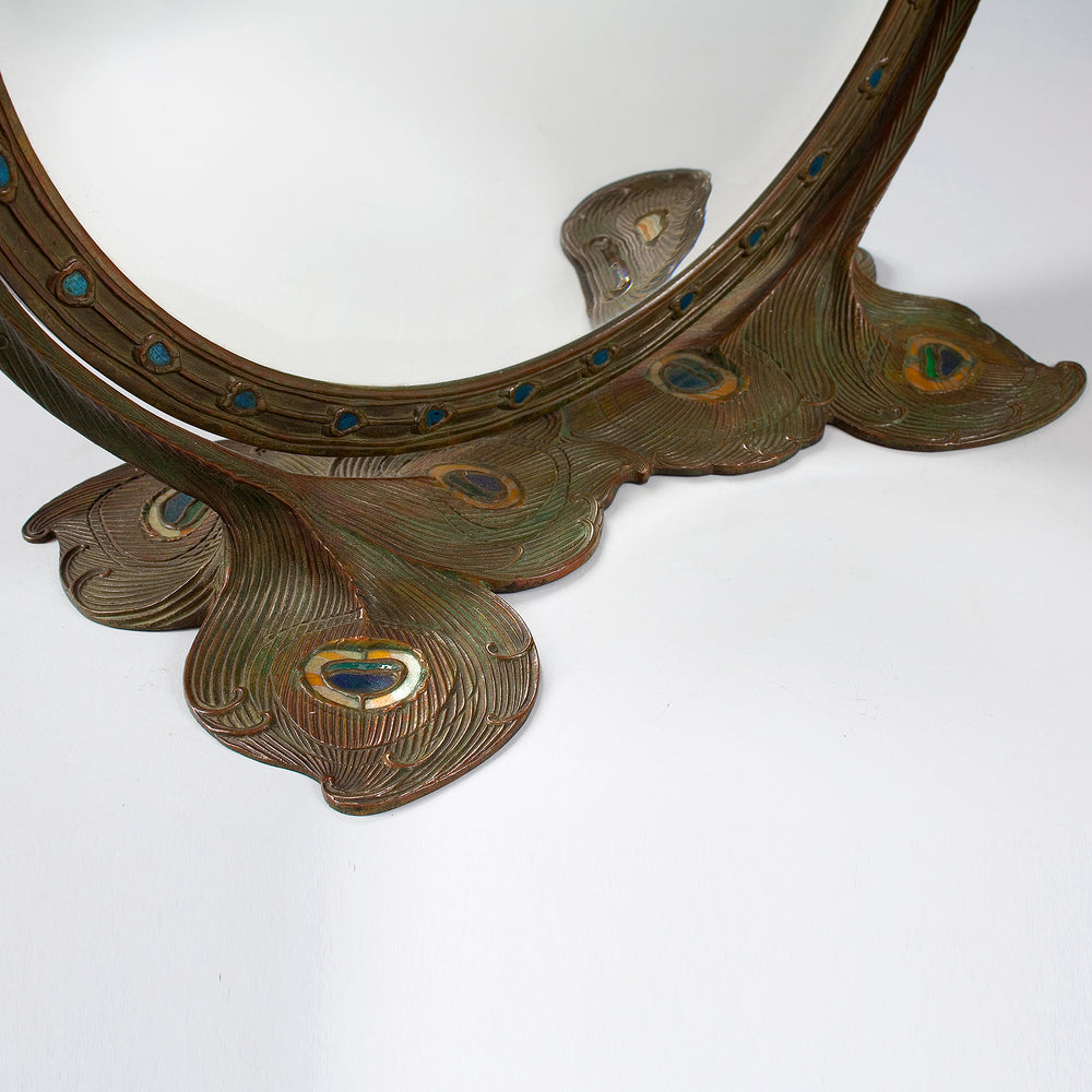 
                      
                        Tiffany Studios New York "Peacock" Favrile Glass and Bronze Mirror
                      
                    